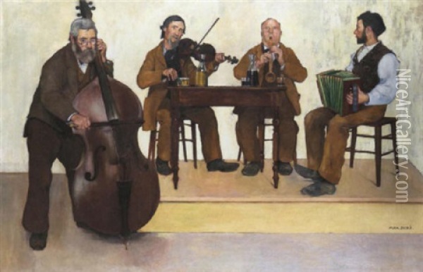 Tanzmusikanten Oil Painting - Max-Alfred Buri
