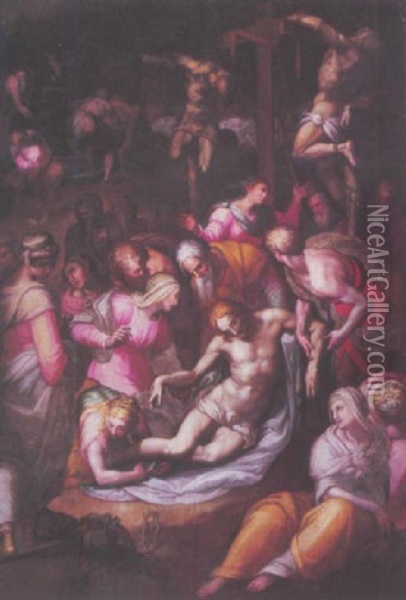 The Deposition Oil Painting - Giovanni Battista di Matteo Naldini