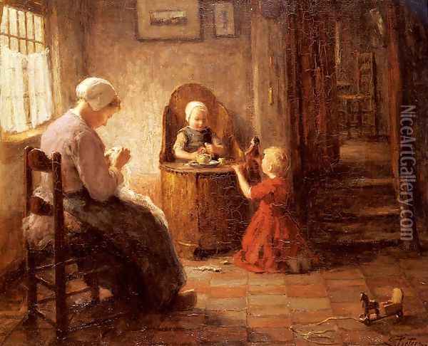 Mother And Children Oil Painting - Evert Pieters