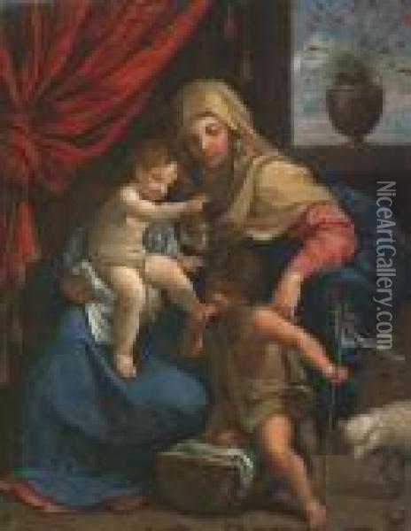 The Madonna And Child With Saint John The Baptist Oil Painting - Guido Reni