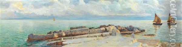 Coastal Landscape Oil Painting - Menci Clemens Crncic