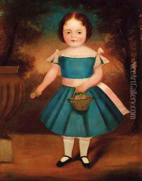 Portrait of a girl Oil Painting - English Naive School