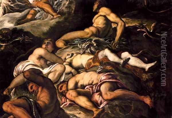 The Brazen Serpent (detail) 2 Oil Painting - Jacopo Tintoretto (Robusti)