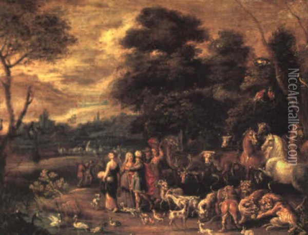 Der Auszug Aus Der Arche Noah Oil Painting - Isaac Van Oosten