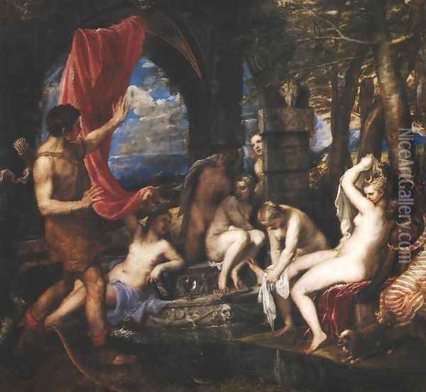 Diana and Actaeon Oil Painting - Tiziano Vecellio (Titian)