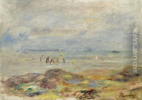 Rochers Avec Pecheurs De Crevettes Oil Painting - Pierre Auguste Renoir