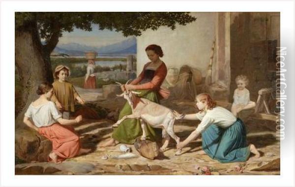 La Chevre Indocile Oil Painting - Louis-Marius Garcin