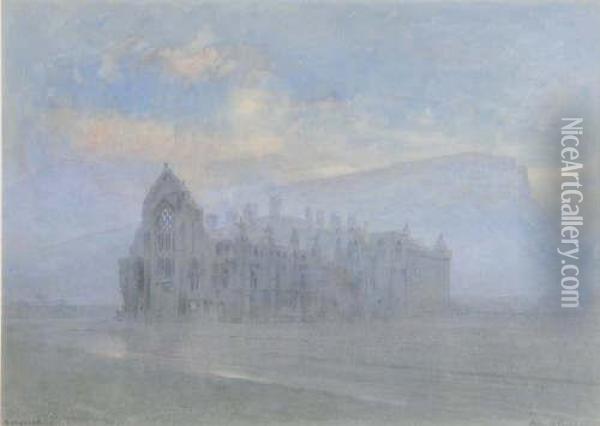 'holyrood' Signed 10.5 X 14.5in Oil Painting - Albert Goodwin