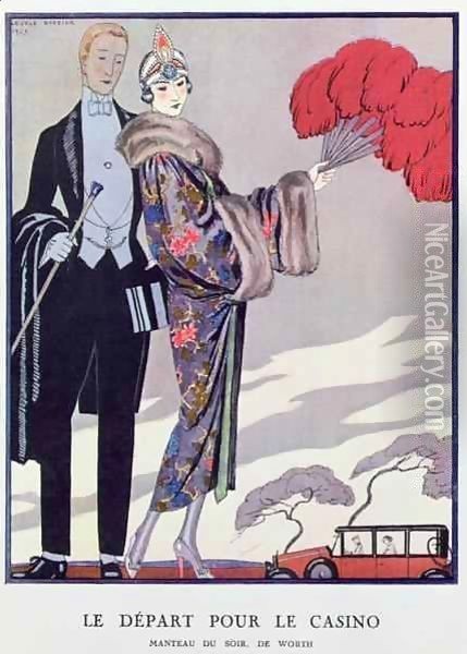 Leaving for the Casino Oil Painting - Georges Barbier