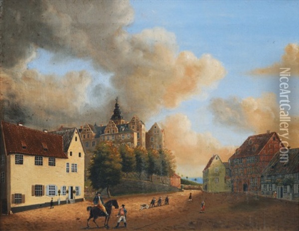 In Front Of The Quedlinburg Castle Oil Painting - Wilhelm Steuerwald
