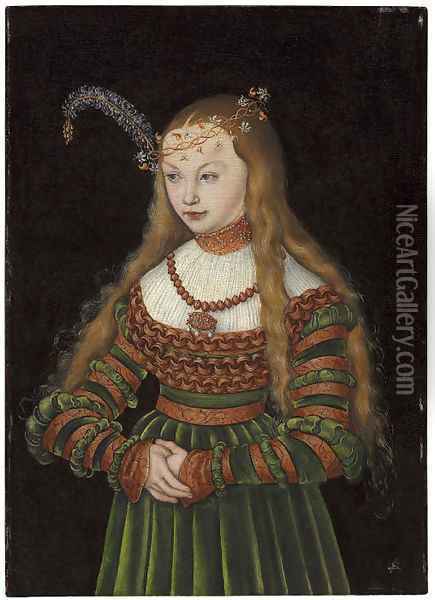 Portrait of Princess Sybille of Cleves, Wife of Johann Friedrich the Magnanimous of Saxony Oil Painting - Lucas The Elder Cranach