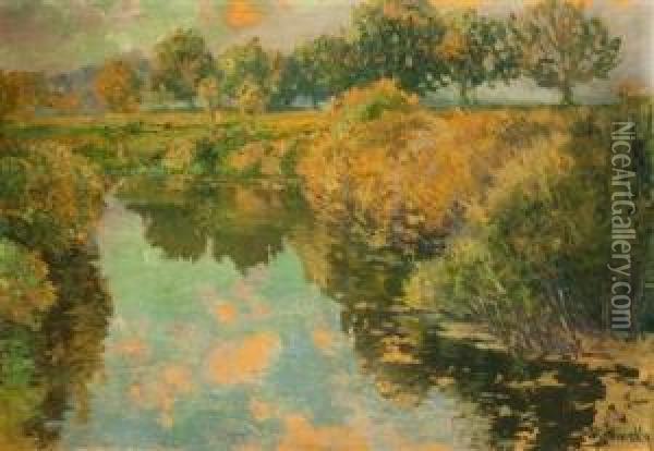 A Landscape With A Water Surface Oil Painting - Vaclav Radimsky