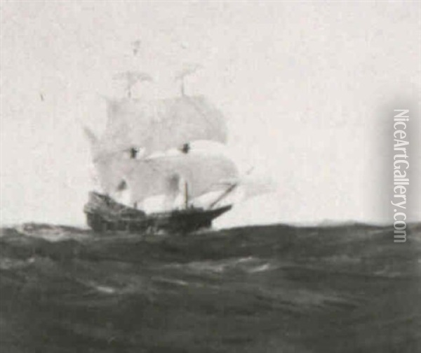 Spanish Treasure Ship Under Full Sail Oil Painting - John P. Benson