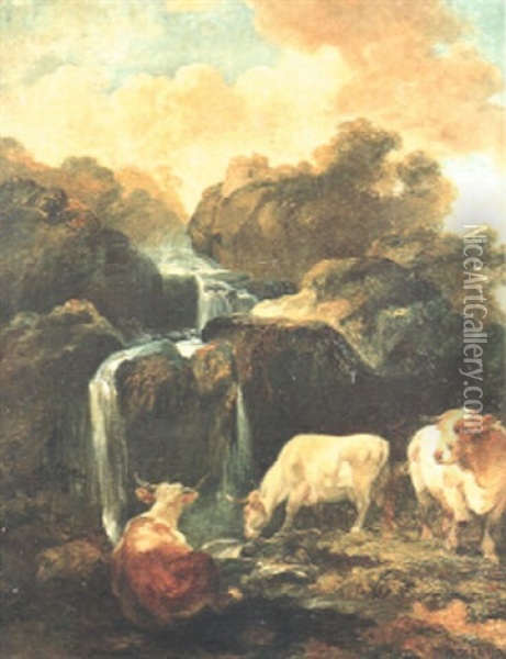 Cattle In A Landscape Oil Painting - Helmer Osslund