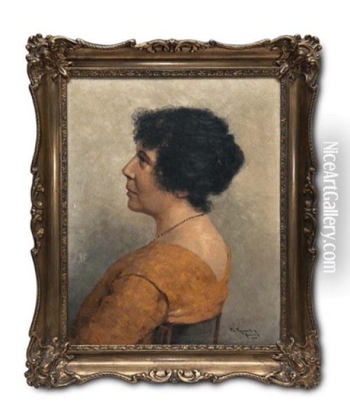 Portrait Einer Dame Mit Schwarzem Haar Oil Painting - Paul von Ravenstein