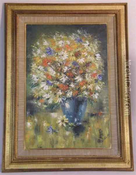 Still-life Of Vase Of Flowers Oil Painting - Henry M. Schouten