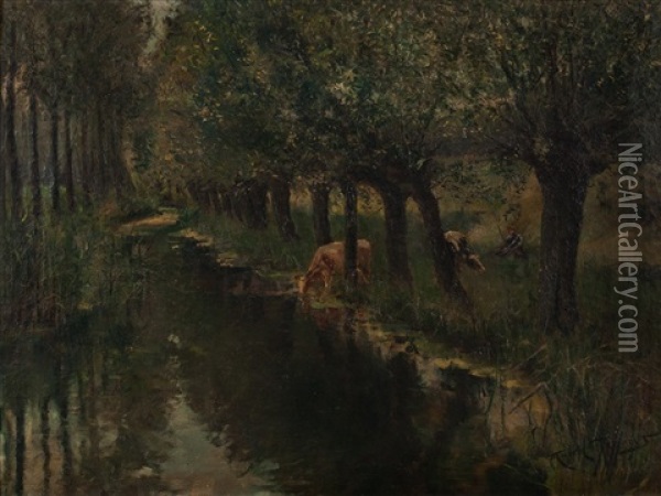 Landscape With Cows Oil Painting - Marcel Jefferys