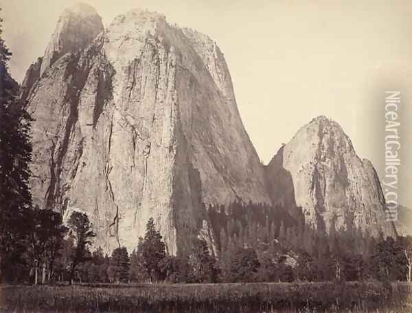 Cathedral Rock, Yosemite National Park, USA, 1861-75 Oil Painting - Carleton Emmons Watkins