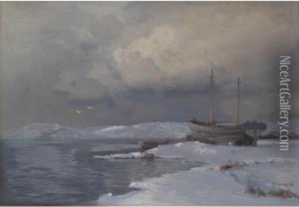 Winter Seascape Oil Painting - Aleksei Vasilievich Hanzen
