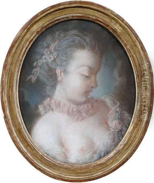 Portrait Ofa Girl. Oil Painting - Francois Boucher