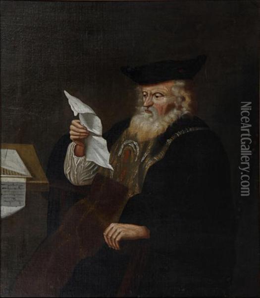 Portrait Of A Rabbi Oil Painting - Rembrandt Van Rijn