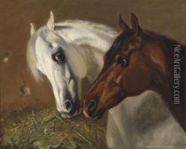 Two Horse Heads Oil Painting - Emil Volkers