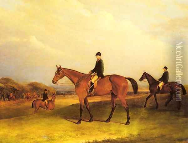 A Jockey On A Chestnut Hunter Oil Painting - John Jnr. Ferneley