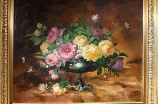 Coupe De Fleurs Oil Painting - Gabrielle Miillioud Melay