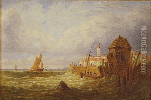 Harbor Scene Oil Painting - William Rickarby Miller