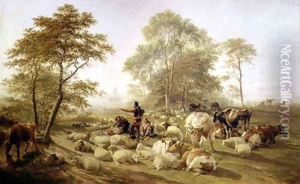 Canterbury Meadows, 1858 Oil Painting - Thomas Sidney Cooper