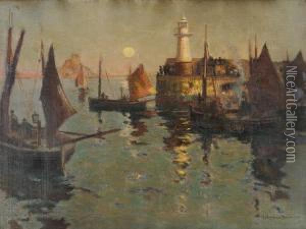 Evening At Newlyn Oil Painting - Robert Borlase Smart