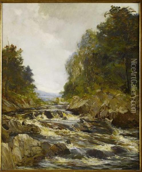 A Mountain Torrent Oil Painting - Archibald Kay