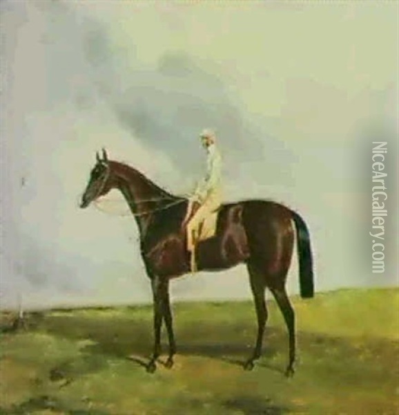 Attila -- Winter Of The 1842 Derby -- With Jockey Up Oil Painting - Harry Hall