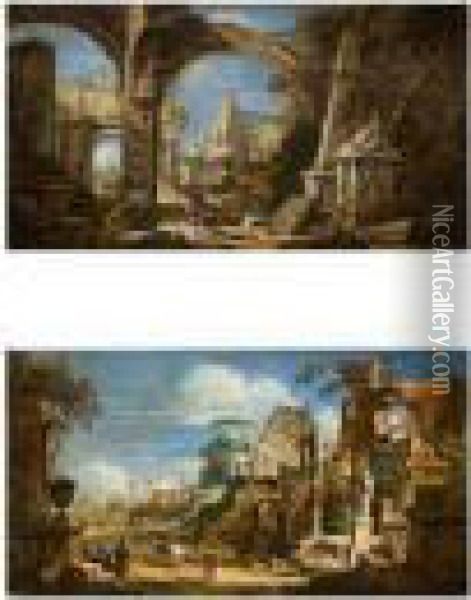 Paysages Aux Ruines Antiques Oil Painting - Sebastiano Ricci