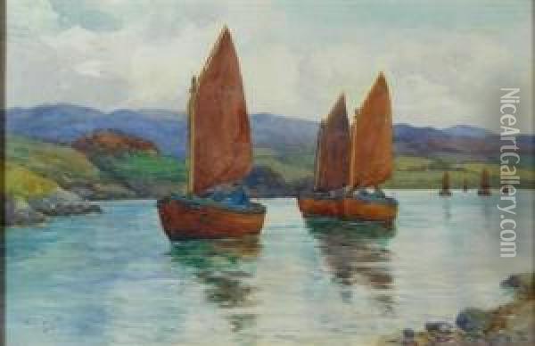 Fishermen Returning Oil Painting - David Martin