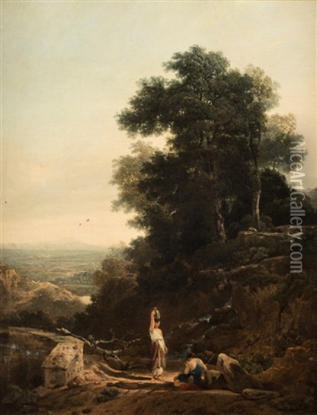 Idyllic Landscape At The City`s Edge Oil Painting - Augustus Wall (Sir.) Callcott