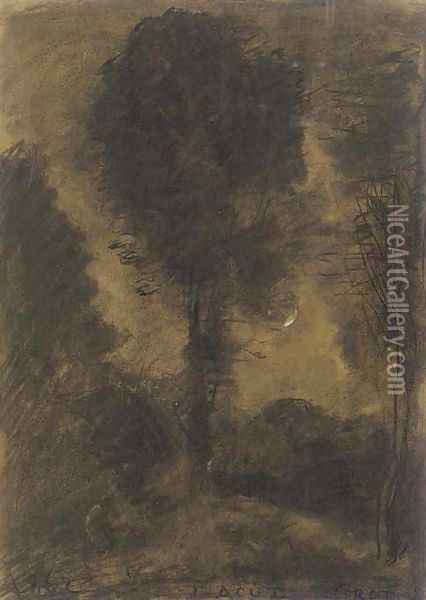 A landscape with figures among trees Oil Painting - Jean-Baptiste-Camille Corot