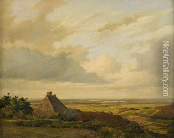 Landskap Med Byggnad Oil Painting - Barend Cornelis Koekkoek