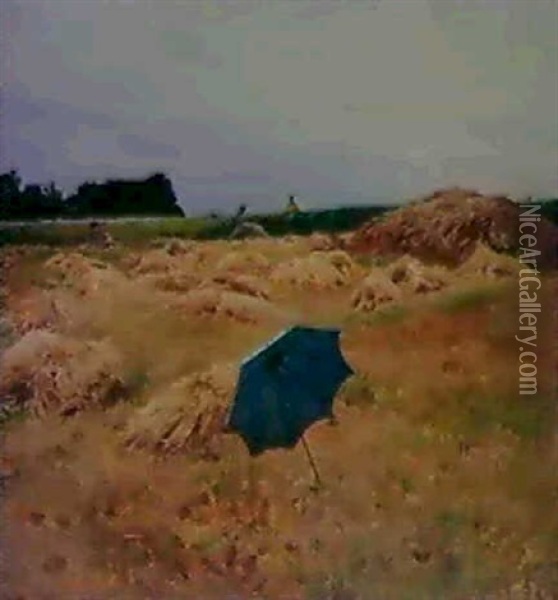 The Blue Umbrella Oil Painting - Charles Sprague Pearce