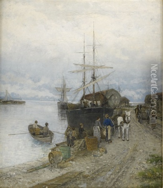 Hamnmotiv, Visby Oil Painting - Victor Forssell
