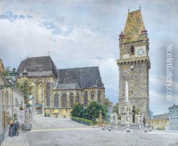 Piazza Centrale Di Perchtoldsdorf Oil Painting - Ernst Graner