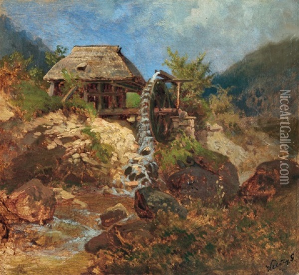 Vizimalom Oil Painting - Gusztav Frigyes Keleti