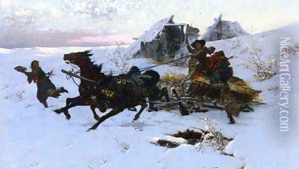The Sleigh Ride Oil Painting - Jaroslav Friedrich Julius Vesin