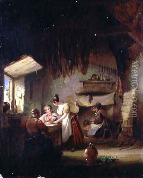 Interior with Figures, 1835 Oil Painting - Nicholas Condy