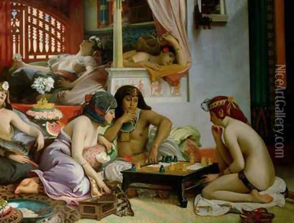 In the Harem Oil Painting - Jean Jules Antoine Lecomte du Nouy