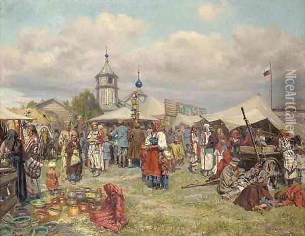Russian fair Oil Painting - Nikolai Karlovich Grandkovskii