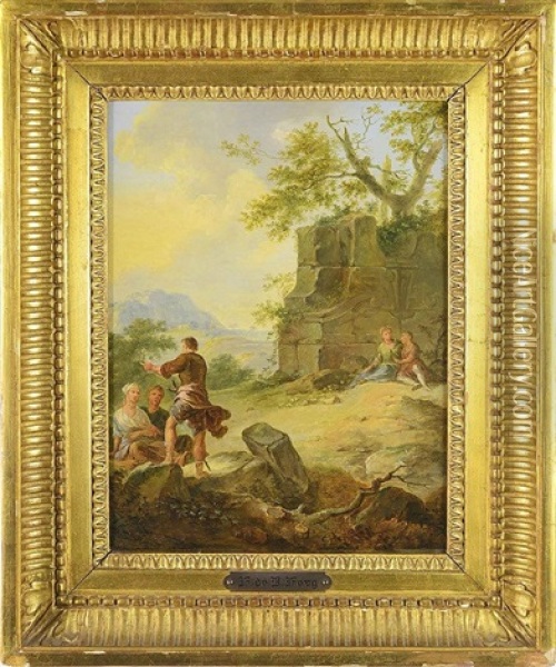 Landscape With Classical Architecture And Staffage Oil Painting - Franz de Paula Ferg