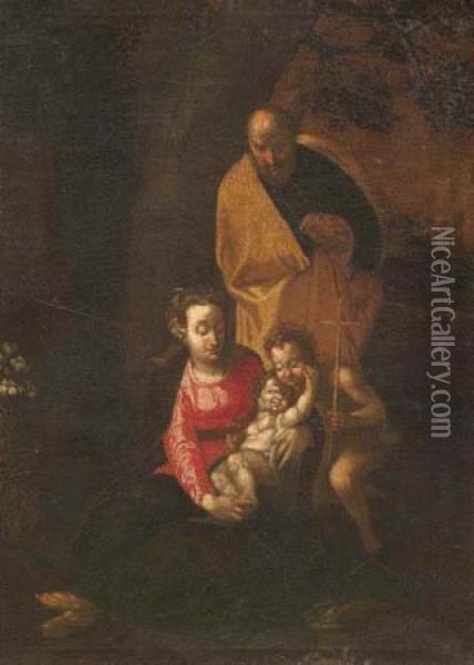 Sacra Famiglia Con San Giovannino Oil Painting - Giuseppe Luchi Antonio