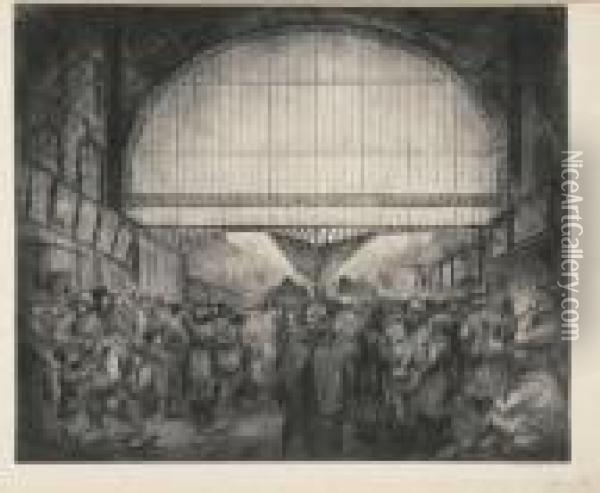 La Gare De L'est Oil Painting - Theophile Alexandre Steinlen