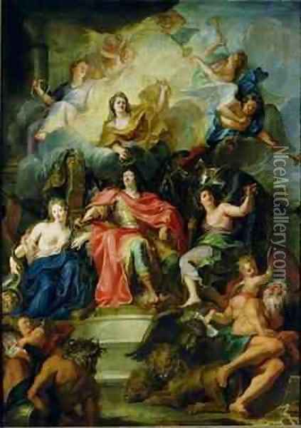 Louis XIV 1638-1715 Crowned by Glory Oil Painting - Antoine Coypel